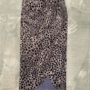 Zadig & Voltaire Black and Gray Paisley Pencil Skirt